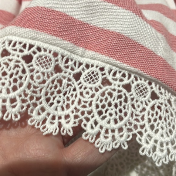 Ralph Lauren 6x faded red white stripe drop waist dress ruffled lace hem nwt - Picture 9 of 10